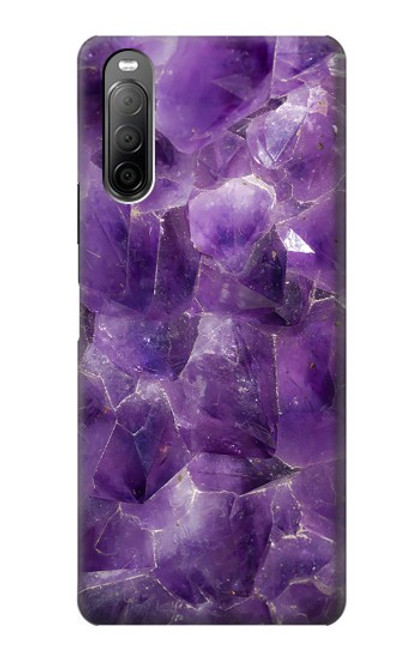 S3713 Graphique violet améthyste à quartz imprimé Etui Coque Housse pour Sony Xperia 10 II