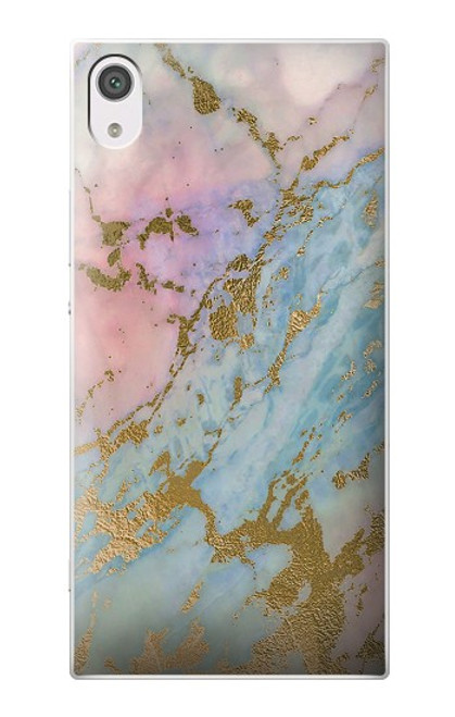 S3717 Imprimé graphique en marbre bleu pastel or rose Etui Coque Housse pour Sony Xperia XA1