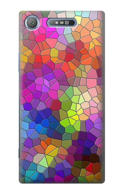 S3677 Mosaïques de briques colorées Etui Coque Housse pour Sony Xperia XZ1