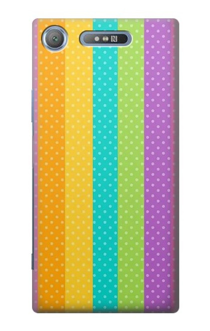 S3678 Vertical arc-en-ciel coloré Etui Coque Housse pour Sony Xperia XZ1