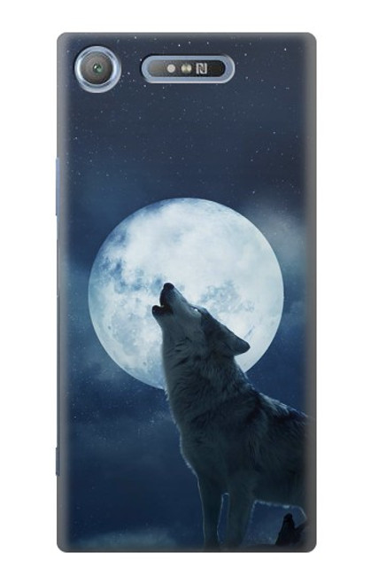 S3693 Pleine lune du loup blanc sinistre Etui Coque Housse pour Sony Xperia XZ1