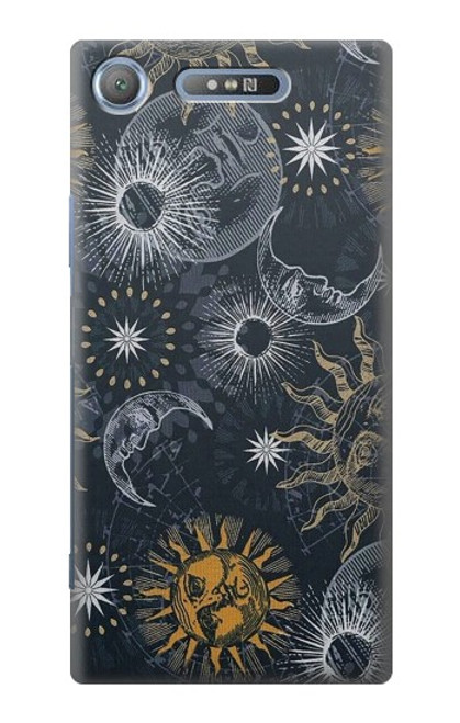 S3702 Lune et soleil Etui Coque Housse pour Sony Xperia XZ1