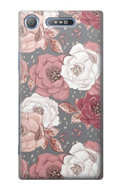 S3716 Motif floral rose Etui Coque Housse pour Sony Xperia XZ1