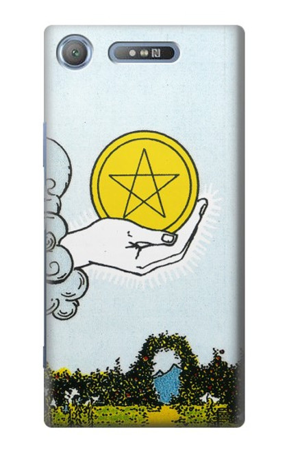 S3722 Carte de tarot Pièces de l'As des Pentacles Etui Coque Housse pour Sony Xperia XZ1