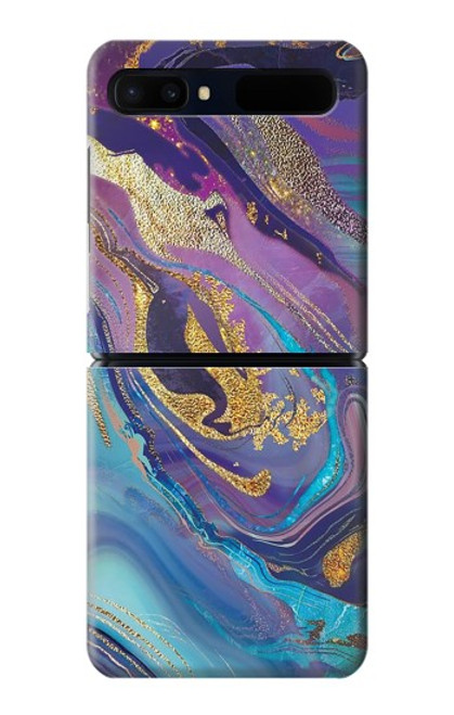 S3676 Pierre de marbre abstraite colorée Etui Coque Housse pour Samsung Galaxy Z Flip 5G