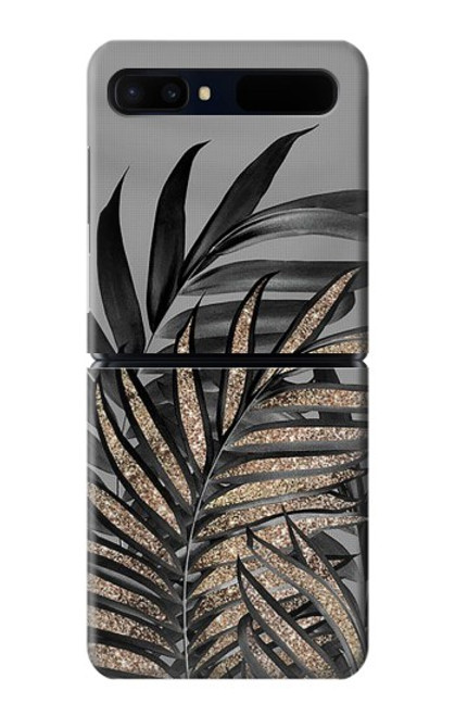 S3692 Feuilles de palmier gris noir Etui Coque Housse pour Samsung Galaxy Z Flip 5G