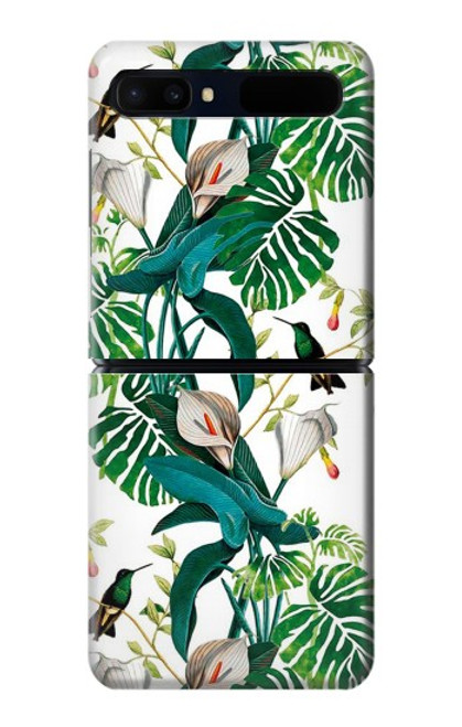 S3697 Oiseaux de la vie des feuilles Etui Coque Housse pour Samsung Galaxy Z Flip 5G
