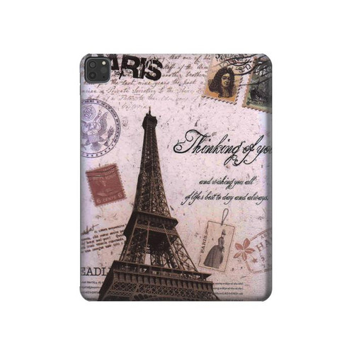 S2211 Carte postale de Paris Tour Eiffel Etui Coque Housse pour iPad Pro 11 (2021,2020,2018, 3rd, 2nd, 1st)