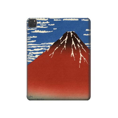 S2390 Katsushika Hokusai Fuji Rouge Etui Coque Housse pour iPad Pro 11 (2021,2020,2018, 3rd, 2nd, 1st)