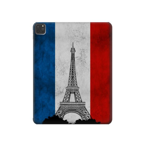 S2859 Drapeau France millésimé Tour Eiffel Etui Coque Housse pour iPad Pro 11 (2021,2020,2018, 3rd, 2nd, 1st)