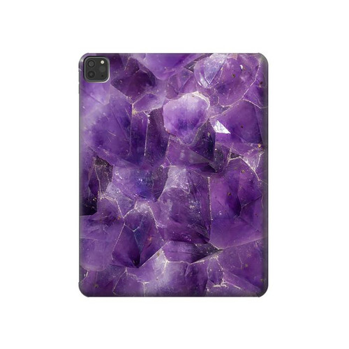 S3713 Graphique violet améthyste à quartz imprimé Etui Coque Housse pour iPad Pro 11 (2021,2020,2018, 3rd, 2nd, 1st)