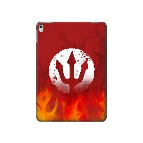 S2803 Feu Rouge Diable Lance Symbole Etui Coque Housse pour iPad 9.7 (2017,2018), iPad 6, iPad 5