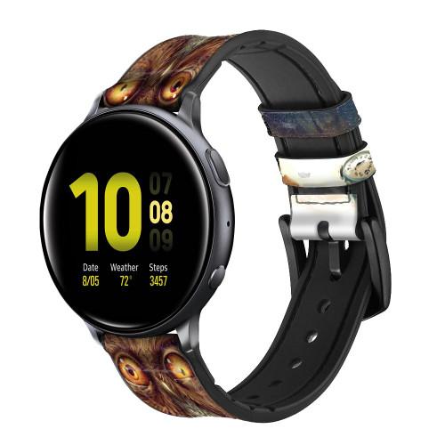 CA0154 Réveillez-vous Chouette Bracelet de montre intelligente en cuir et silicone pour Samsung Galaxy Watch, Gear, Active