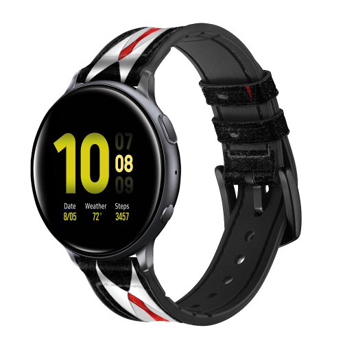 CA0200 Costume Noir Bracelet de montre intelligente en cuir et silicone pour Samsung Galaxy Watch, Gear, Active