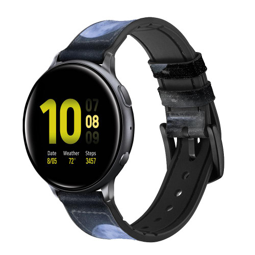 CA0395 Silhouette sirène Lune Nuit Bracelet de montre intelligente en cuir et silicone pour Samsung Galaxy Watch, Gear, Active