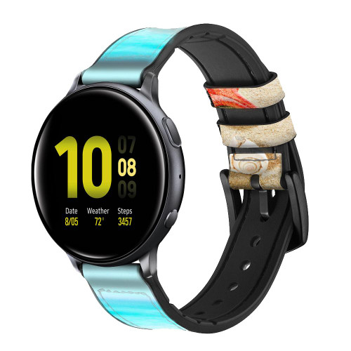CA0616 Coquilles de mer Étoile de mer Plage Bracelet de montre intelligente en cuir et silicone pour Samsung Galaxy Watch, Gear, Active