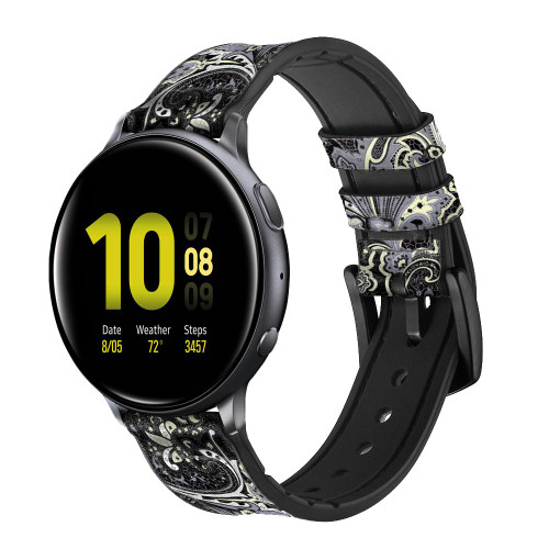 CA0635 Motif Batik Fleur Bracelet de montre intelligente en cuir et silicone pour Samsung Galaxy Watch, Gear, Active