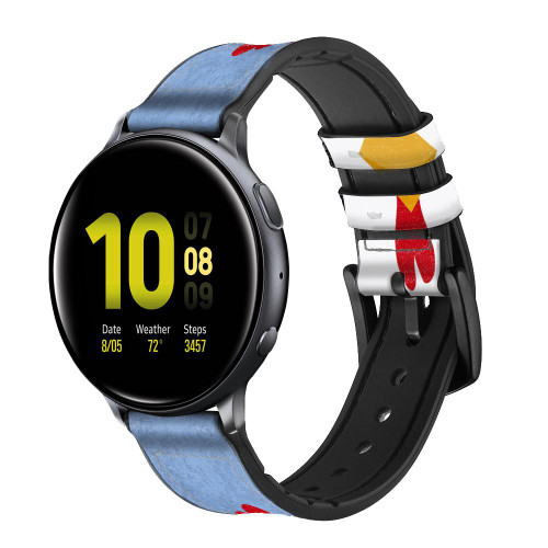 CA0638 Poulet Dessin animé Bracelet de montre intelligente en cuir et silicone pour Samsung Galaxy Watch, Gear, Active