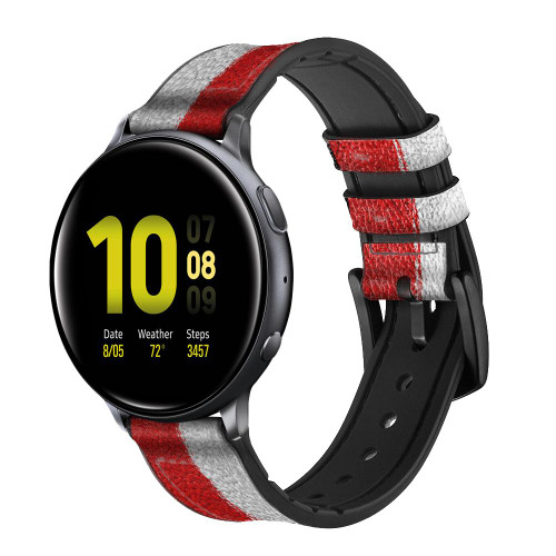 CA0657 Angleterre Drapeau graphique Football Millésime Bracelet de montre intelligente en cuir et silicone pour Samsung Galaxy Watch, Gear, Active