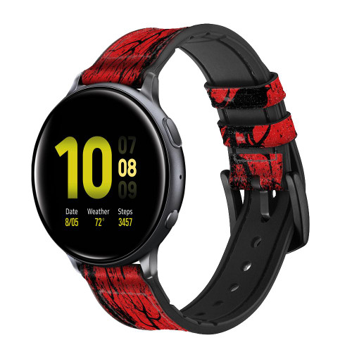 CA0659 Corbeau Noir Sang Arbre Bracelet de montre intelligente en cuir et silicone pour Samsung Galaxy Watch, Gear, Active