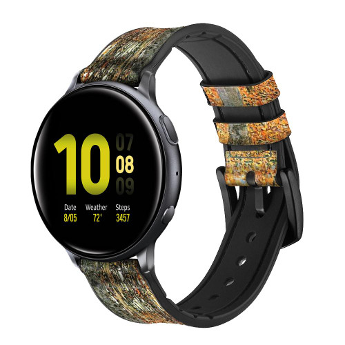 CA0686 Gustav Klimt Bouleau Forêt Bracelet de montre intelligente en cuir et silicone pour Samsung Galaxy Watch, Gear, Active