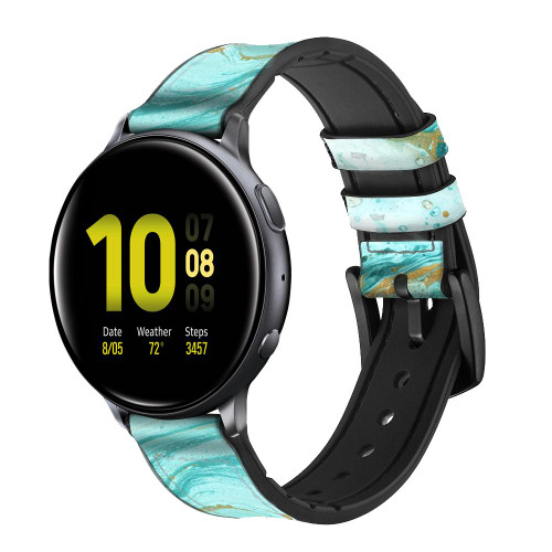 CA0702 Vert Marbre Imprimer Graphique Bracelet de montre intelligente en cuir et silicone pour Samsung Galaxy Watch, Gear, Active