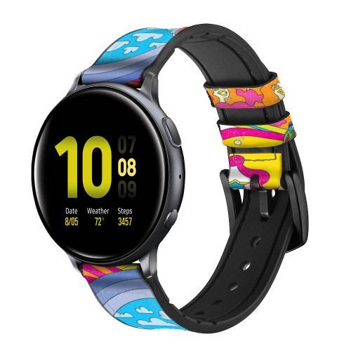 CA0710 hippie Art Bracelet de montre intelligente en cuir et silicone pour Samsung Galaxy Watch, Gear, Active