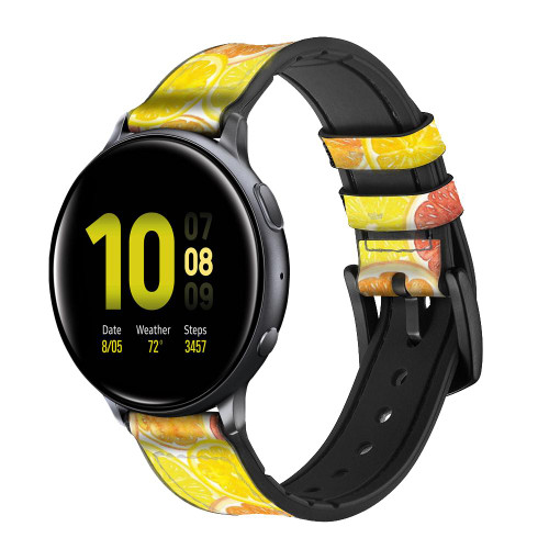 CA0711 citron Bracelet de montre intelligente en cuir et silicone pour Samsung Galaxy Watch, Gear, Active