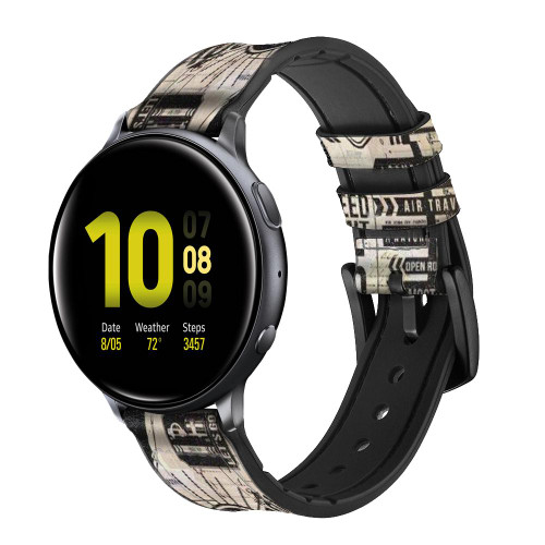 CA0739 Voyage millésimé Bracelet de montre intelligente en cuir et silicone pour Samsung Galaxy Watch, Gear, Active