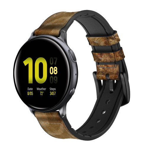 CA0753 Papier Steampunk Horloge millésimé Bracelet de montre intelligente en cuir et silicone pour Samsung Galaxy Watch, Gear, Active
