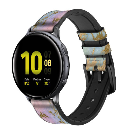 CA0845 Marbre arc-en-ciel Bracelet de montre intelligente en cuir et silicone pour Samsung Galaxy Watch, Gear, Active