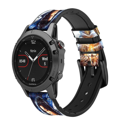 CA0015 Loup Fille indienne Bracelet de montre intelligente en cuir et silicone pour Garmin Smartwatch