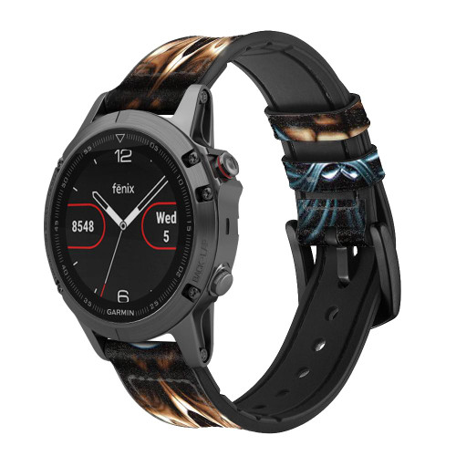 CA0025 crâne Faucheuse Bracelet de montre intelligente en cuir et silicone pour Garmin Smartwatch