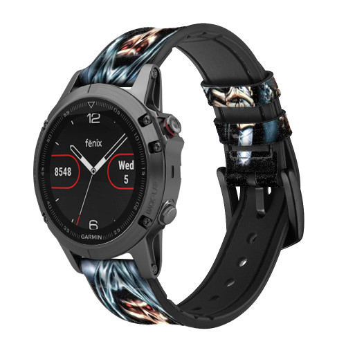 CA0035 faucheuse Bracelet de montre intelligente en cuir et silicone pour Garmin Smartwatch
