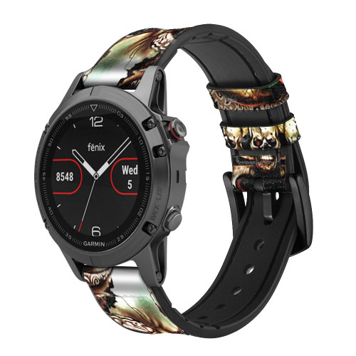 CA0094 crâne Wing Bracelet de montre intelligente en cuir et silicone pour Garmin Smartwatch