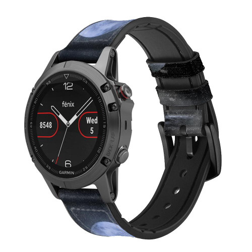 CA0395 Silhouette sirène Lune Nuit Bracelet de montre intelligente en cuir et silicone pour Garmin Smartwatch