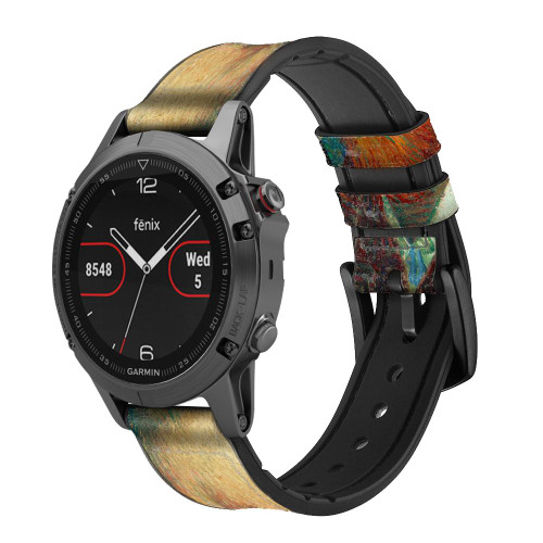 CA0663 Vincent Van Gogh Autoportrait Bracelet de montre intelligente en cuir et silicone pour Garmin Smartwatch