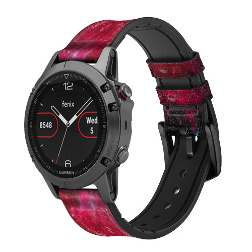 CA0677 Zodiaque Rouge Galaxie Bracelet de montre intelligente en cuir et silicone pour Garmin Smartwatch