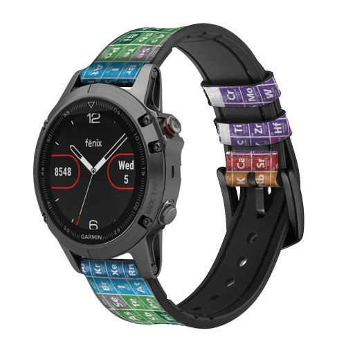 CA0687 Tableau périodique Bracelet de montre intelligente en cuir et silicone pour Garmin Smartwatch