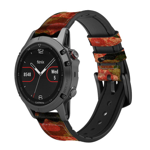 CA0696 Camouflage sang Splatter Bracelet de montre intelligente en cuir et silicone pour Garmin Smartwatch