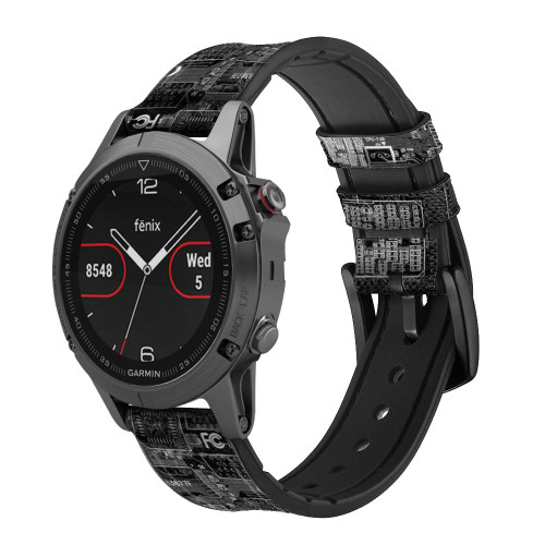 CA0732 Punaise Circuit Board graphique Bracelet de montre intelligente en cuir et silicone pour Garmin Smartwatch