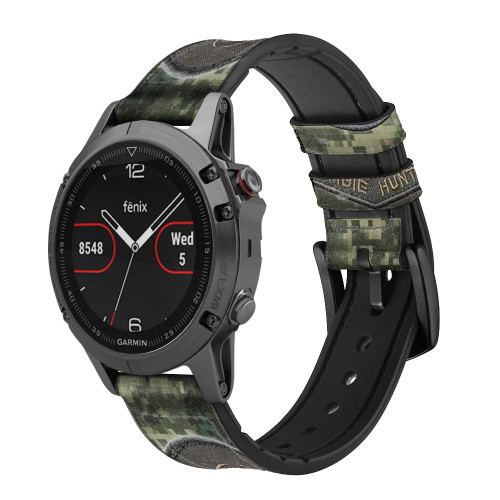 CA0763 Biohazard Zombie Hunter Graphic Bracelet de montre intelligente en cuir et silicone pour Garmin Smartwatch