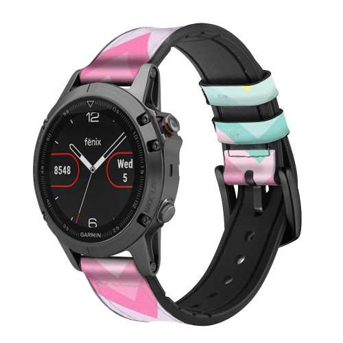 CA0803 Arc en ciel Zigzag Bracelet de montre intelligente en cuir et silicone pour Garmin Smartwatch