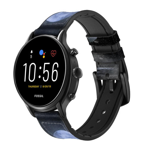 CA0395 Silhouette sirène Lune Nuit Bracelet de montre intelligente en cuir et silicone pour Fossil Smartwatch