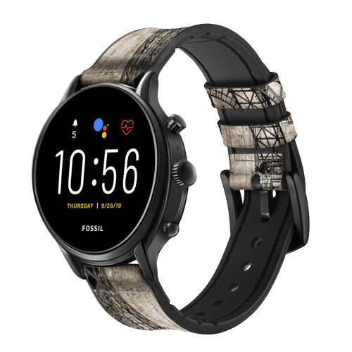 CA0717 Plan Tour Eiffel Bracelet de montre intelligente en cuir et silicone pour Fossil Smartwatch