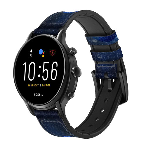 CA0730 Bleu planète Bracelet de montre intelligente en cuir et silicone pour Fossil Smartwatch