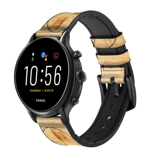 CA0746 Nombre d'or Bracelet de montre intelligente en cuir et silicone pour Fossil Smartwatch