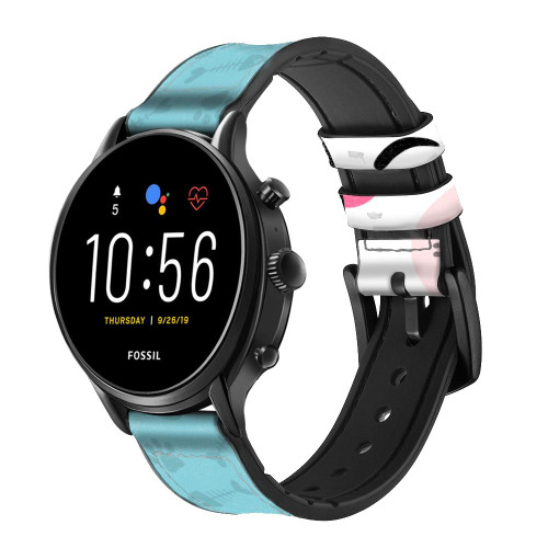 CA0825 Chat mignon Dessin animé Bracelet de montre intelligente en cuir et silicone pour Fossil Smartwatch