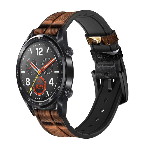CA0033 chocolat Bracelet de montre intelligente en cuir et silicone pour Wristwatch Smartwatch