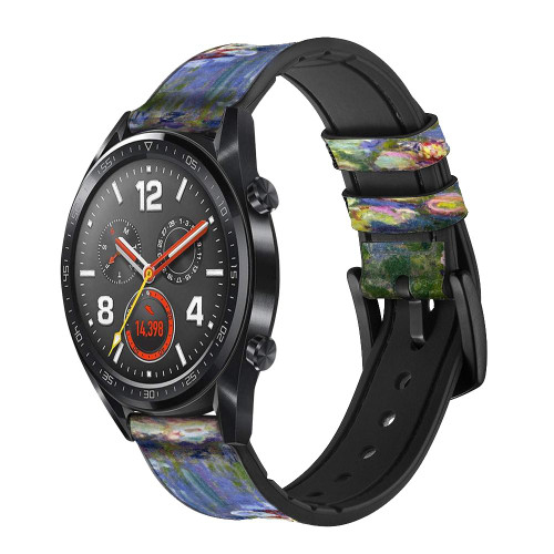 CA0139 Claude Monet Nymphéas Bracelet de montre intelligente en cuir et silicone pour Wristwatch Smartwatch